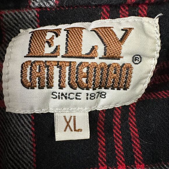 Ely Cattleman Western Flannel Shirt Men’s XL Red Pearl Snap Button Up Plaid - Picture 6 of 10